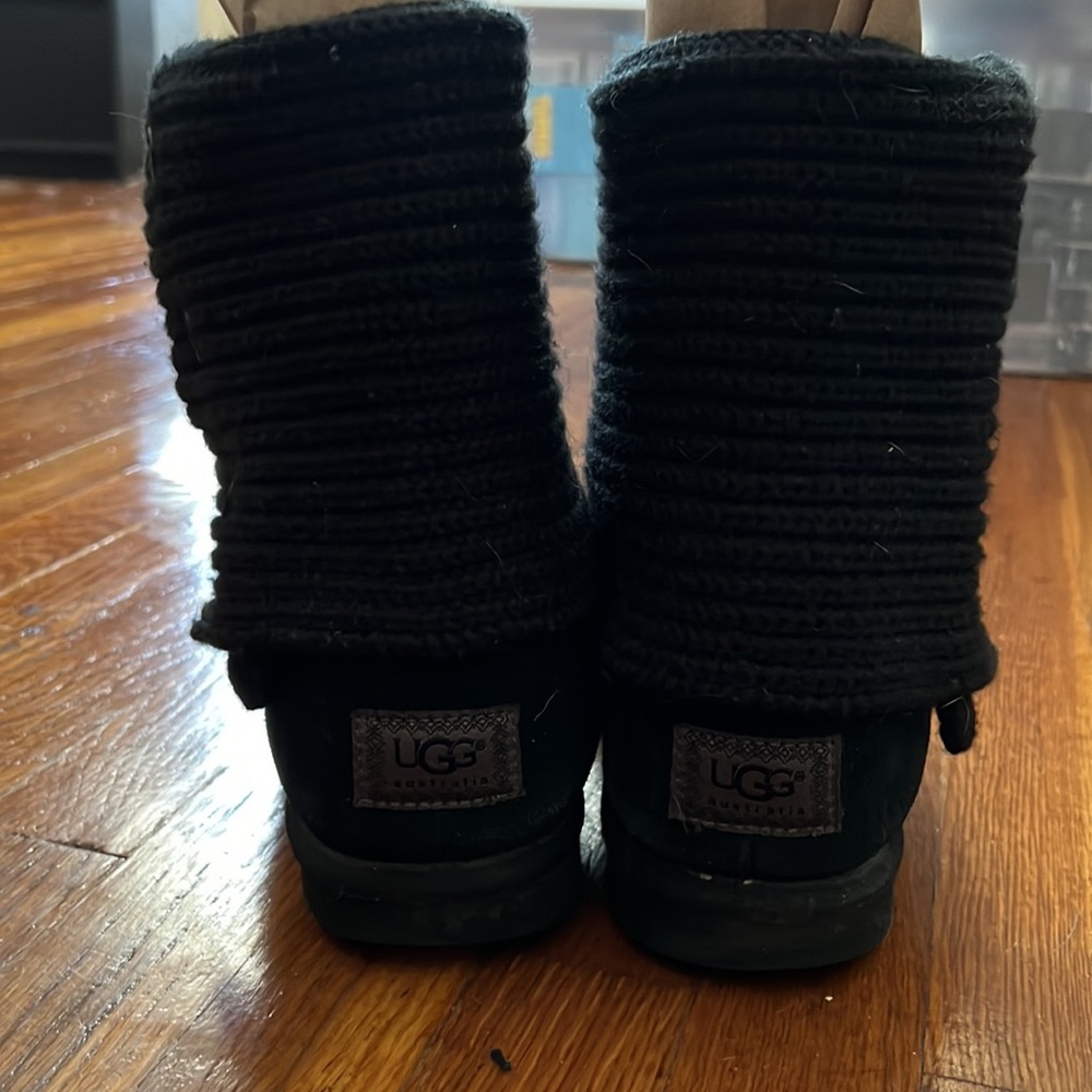 UGG black knit boots, size 9